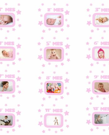 Marcos de fotos adhesivos para celebrar el cumpleaños de tu bebé. Versión Rosa