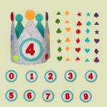 corona de cumpleaños con numeros y adornos de fieltro adhesivos