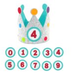 Corona para cumpleaños gris y azul con numeros intercambiables de 0-9