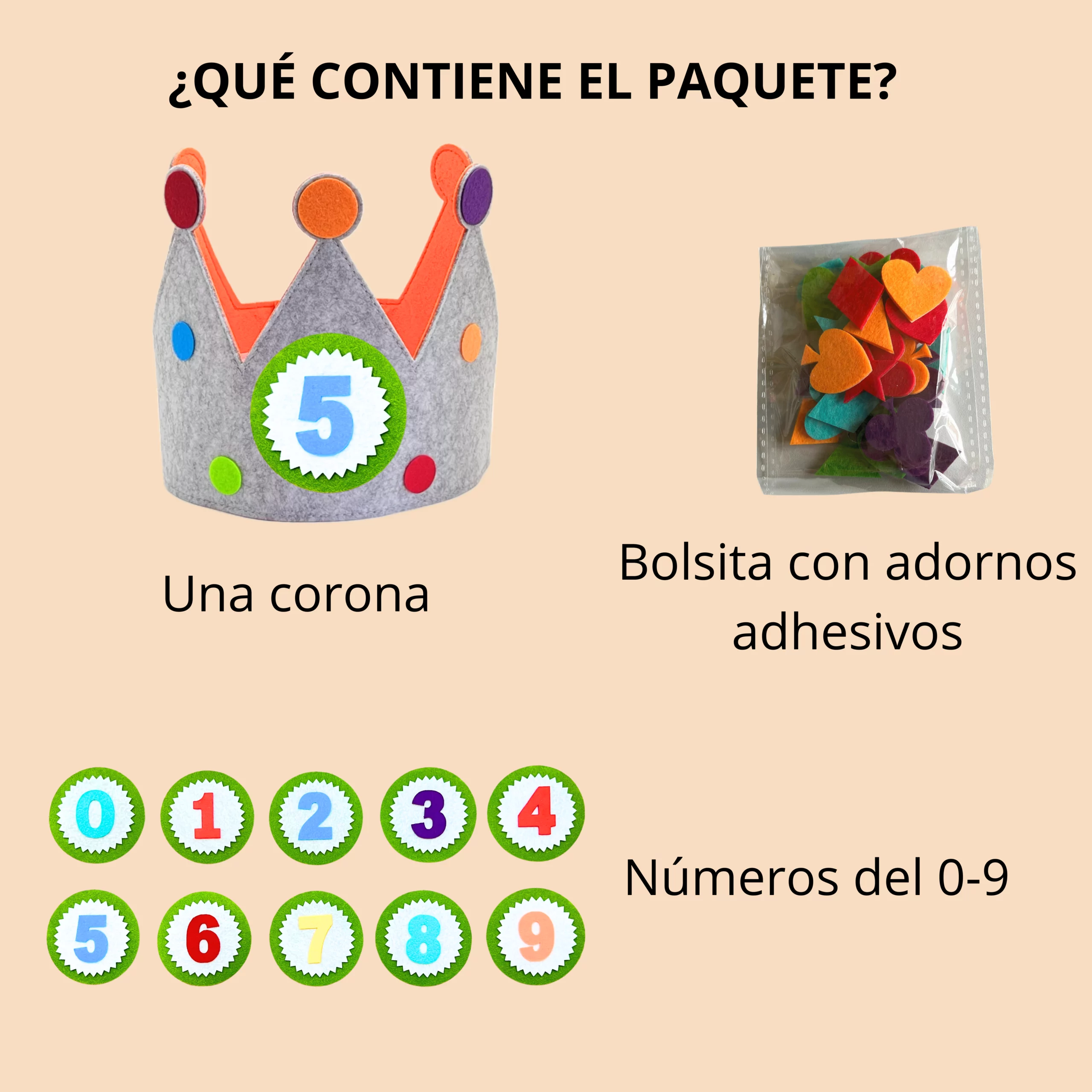 Pack de 50 coronas cumpleaños para fiestas infantiles. Surtido variado 25 coronas rosas y 25 coronas naranjas