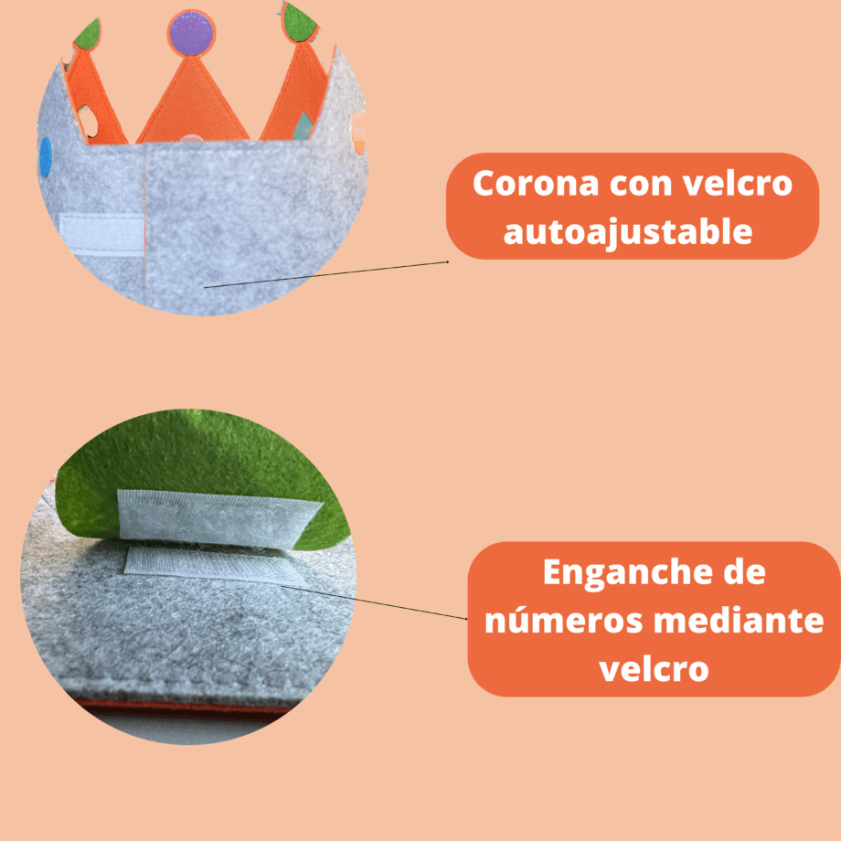 Corona cumpleaños reversible naranja con números del 0-9