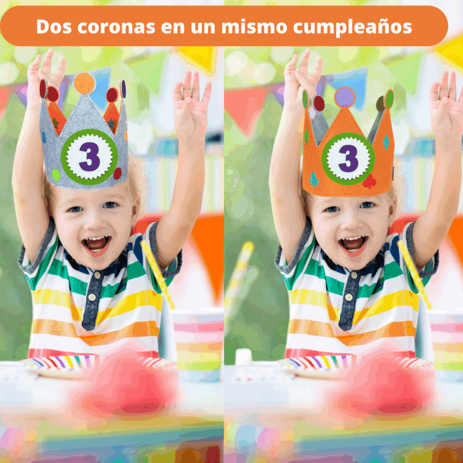 Corona cumpleaños reversible naranja con números del 0-9