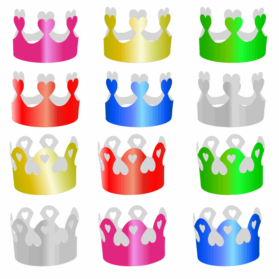 coronas de reinas de corazones. Corona cumpleaños de cartulina metalizada de colores