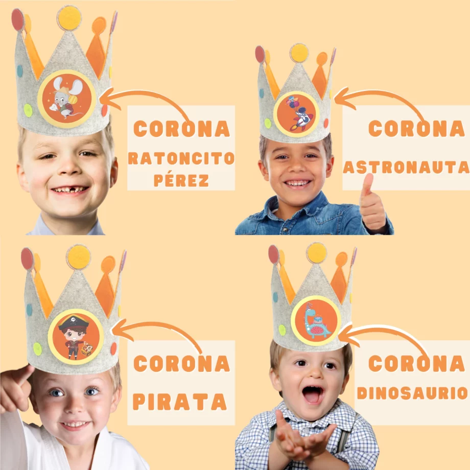 Corona para cumpleaños infantiles con ilustraciones