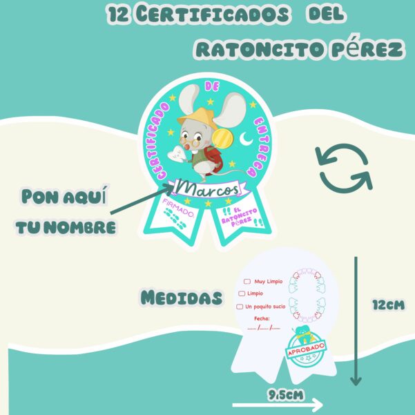 12 certificados ratoncito perez, regalo ratoncito perez