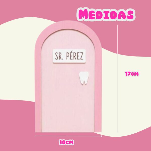 puerta ratoncito perez rosa con diente de leche