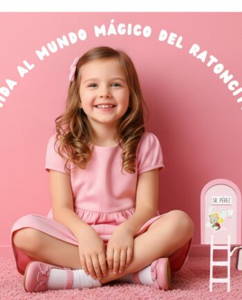 puerta ratoncito perez rosa con escalera y sauito para diente leche