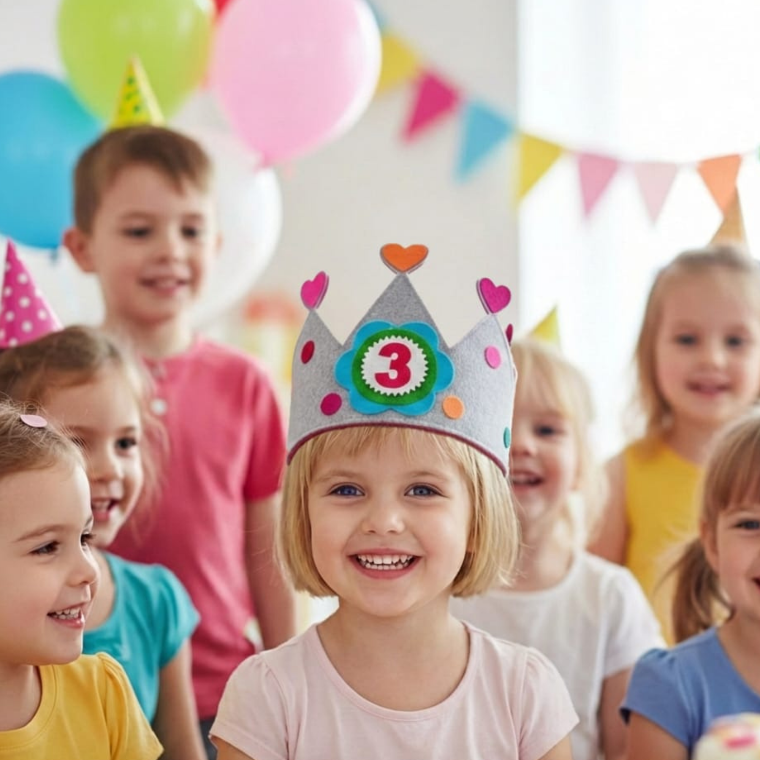 Pack de 50 coronas cumpleaños para fiestas infantiles. Surtido variado 25 coronas rosas y 25 coronas naranjas